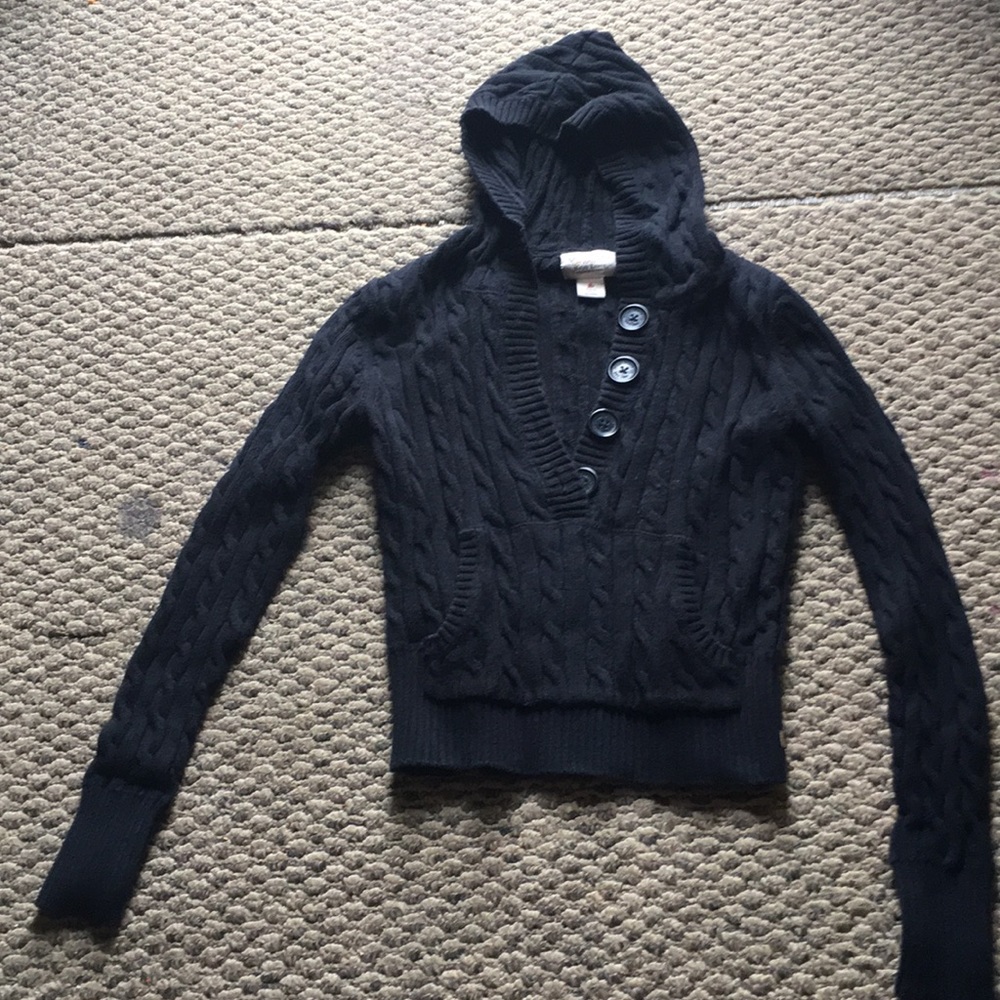 Black hoodie button up sweater